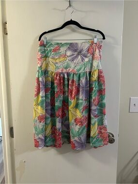 Vintage Floral Multi-Color Tiered Women's Skirt
